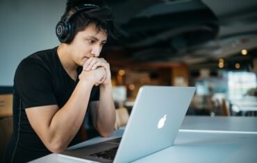 Student using a laptop for AI-assisted learning