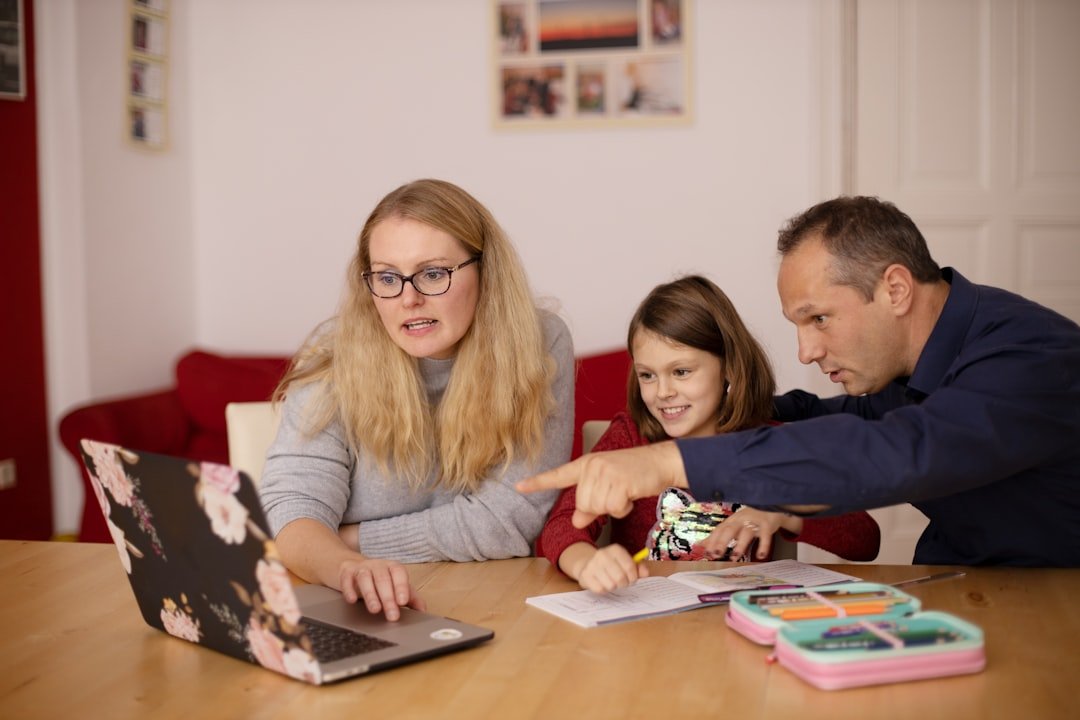 Parent supporting a child with personalised academic learning at home