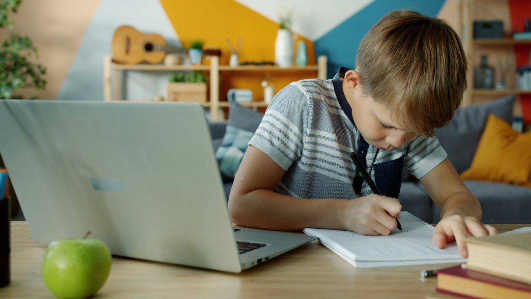 Student using a laptop for AI-powered study and homework