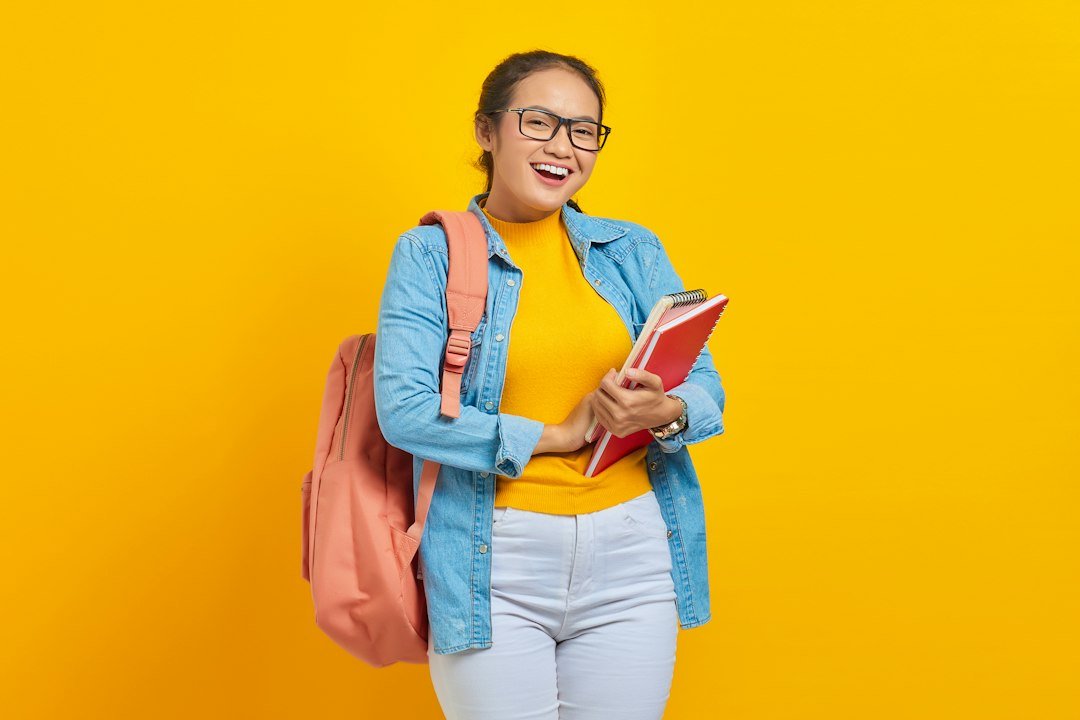 Student preparing for French classes