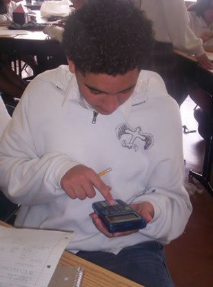Student using calculator