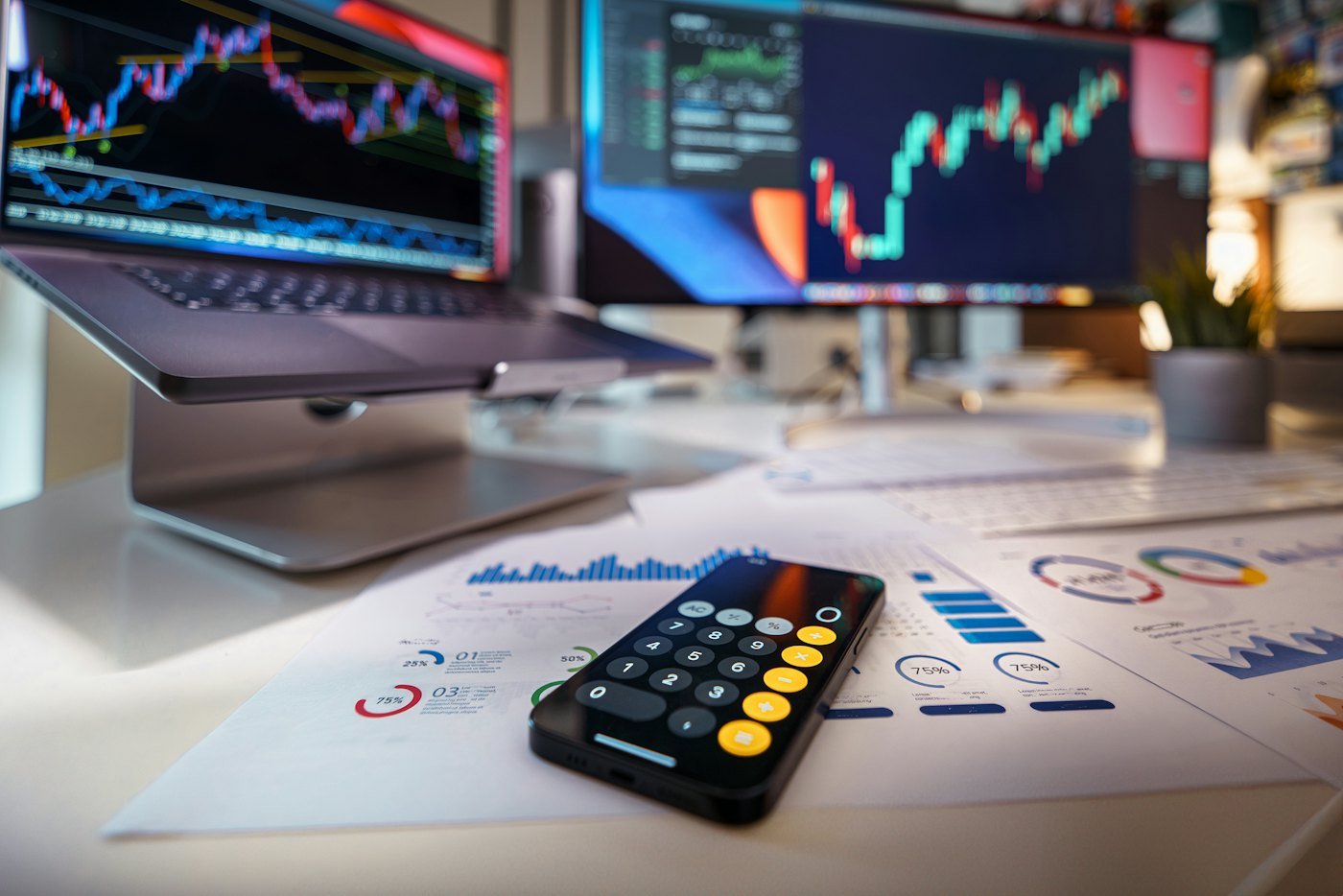 Financial charts and calculations used for structured commerce revision