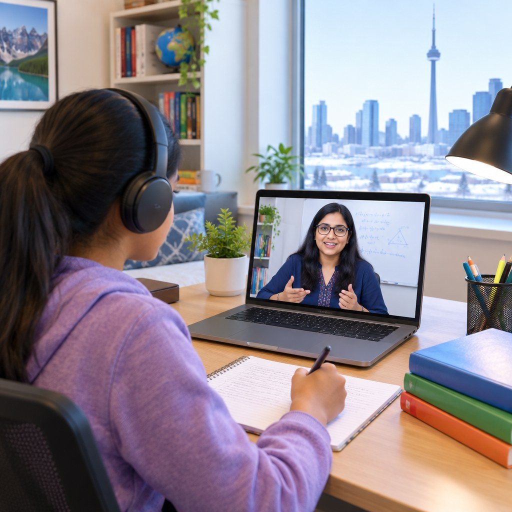 Student attending one-to-one online tuition in Canada